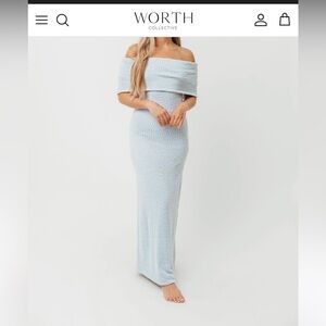 Worth Collective Light Blue Off-Shoulder Maxi Dress